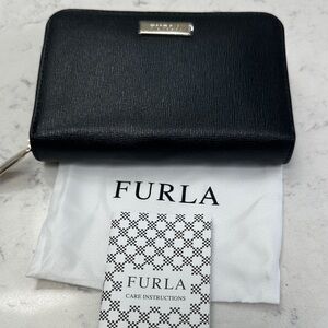 Furla Black Textured Leather Wallet, New with Box
